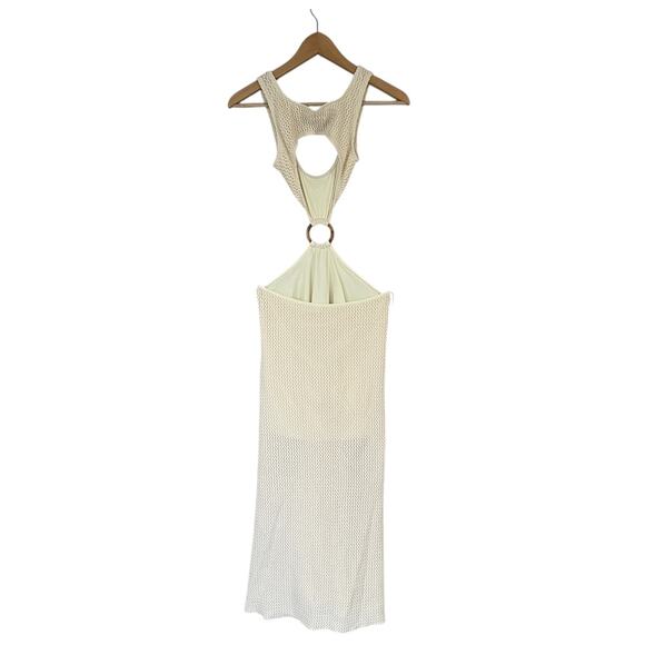 Montce Bone Crochet Ky Maxi Dress Women’s Size S Small Ivory Cutout Long Bodycon - Picture 3 of 11